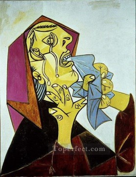 La femme qui pleure avec mouchoir III 1937 キュビズム Oil Paintings